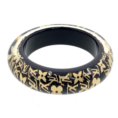 LOUIS VUITTON ルイ・ヴィトン ブラスレ アンクルージョン GM バングル M66254 ブラック ゴールド 【中古】