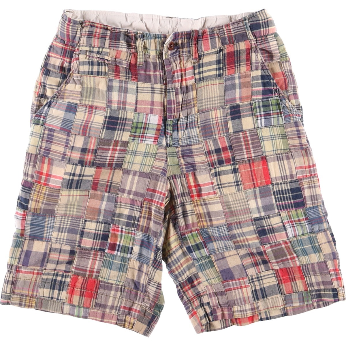 古着 ラルフローレン Ralph Lauren POLO by Ralph Lauren チェック柄 パッチワーク コットンショーツ ショートパンツ メンズw30相当/eaa553344