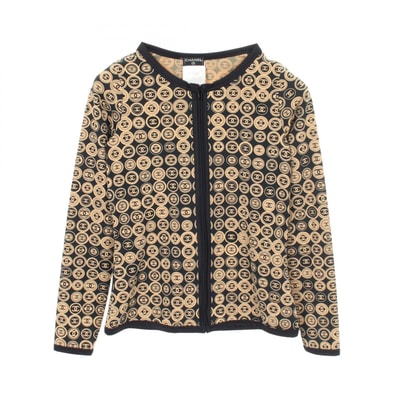 シャネル CHANEL ココマーク 総柄 カーディガン 衣料品 トップス ナイロン レディース ブラック系 / ベージュ系 P20766 【中古】