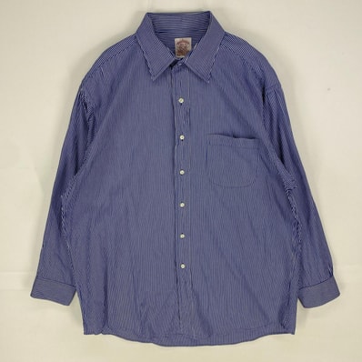 古着 ブルックスブラザーズ Brooks Brothers 長袖シャツ 1818 ロングスリーブ 胸ポケット L ブルー系 ストライプ メンズ
