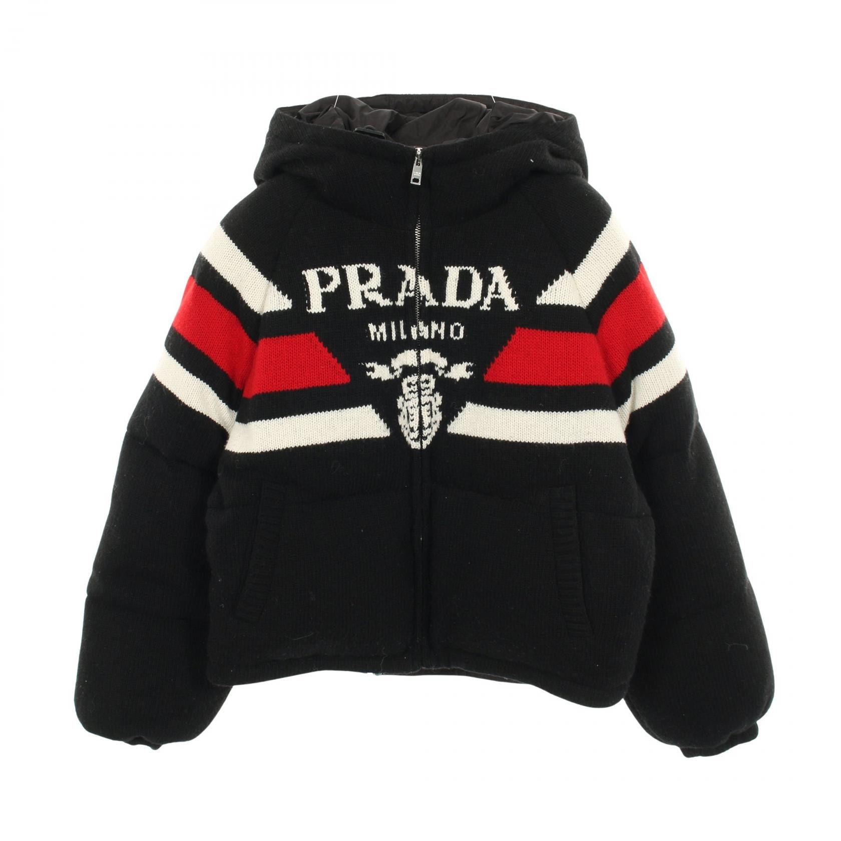 プラダ PRADA ダウンジャケット 衣料品 アウター ウール カシミヤ レディース ブラック系 【中古】