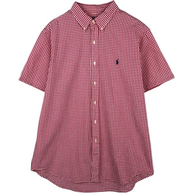 古着 ラルフローレン Ralph Lauren ギンガムチェック シアサッカー 半袖 ボタンダウン チェックシャツ メンズXL相当/eaa623579