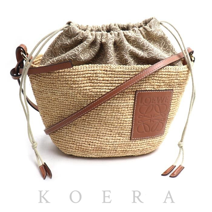 LOEWE ロエベ アナグラム ポシェット バスケット ショルダーバッグ ナチュラル/タン A689C70X08 レディース【中古】【美品】
