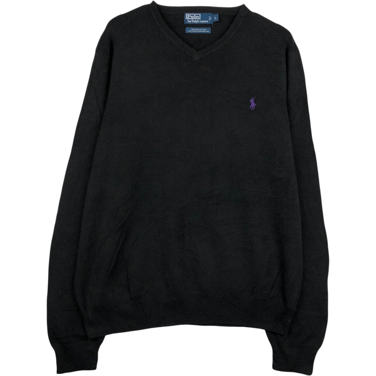 古着 ラルフローレン Ralph Lauren POLO by Ralph Lauren Vネック ピマコットンニットセーター メンズL相当/eaa637218