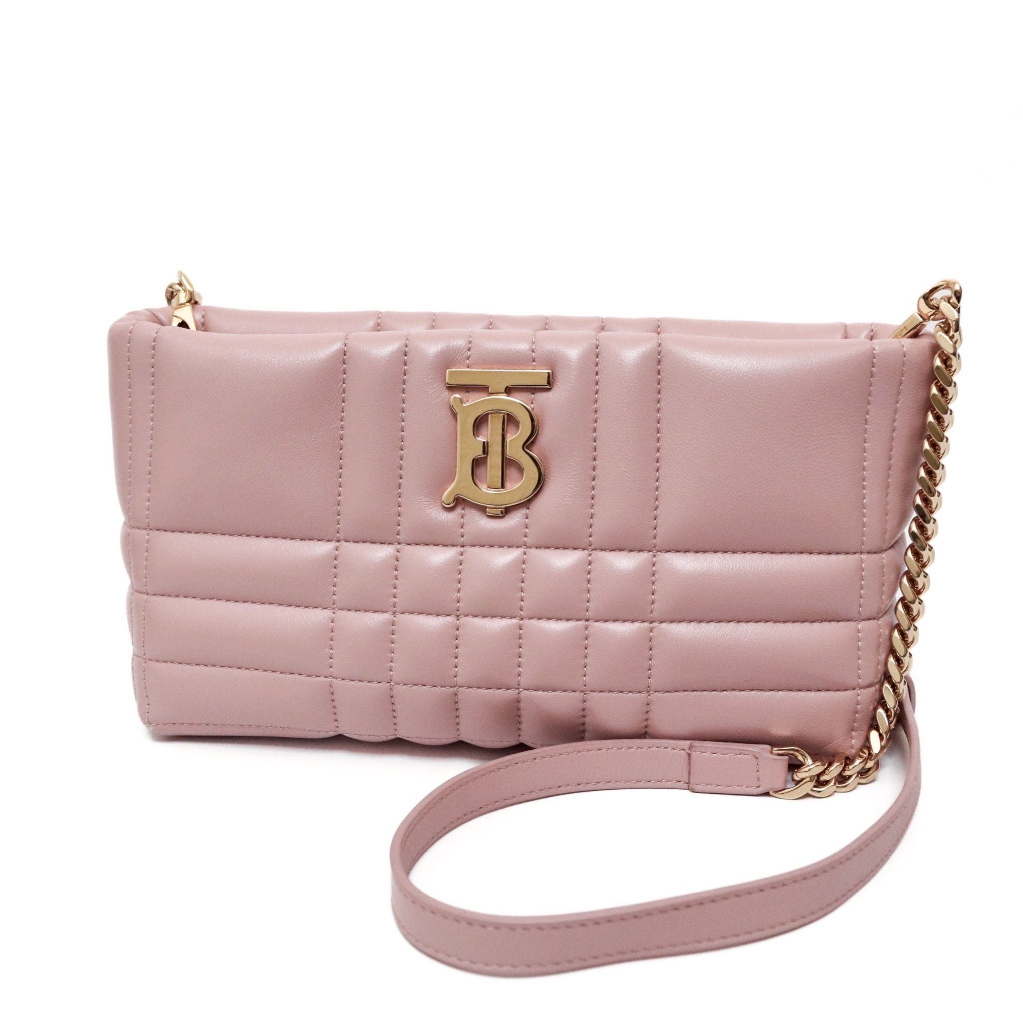 【極美品】バーバリー ローラ キルティング チェーン バッグ TB ピンク系