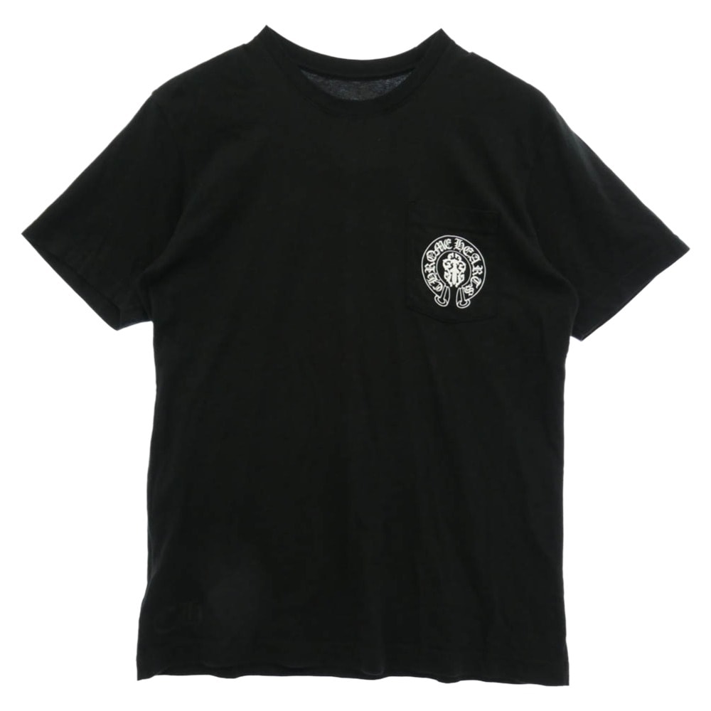 CHROME HEARTS クロムハーツ(原本無) American Flag Dagger Tee ホースシュー 星条旗 アメリカンフラッグ バックプリント 半袖 Tシャツ ブラック系 L【中古】