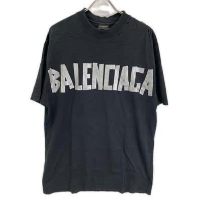 バレンシアガ 739784 ユニセックス 24年 ブラック TOVA9 テープロゴTシャツ XXS