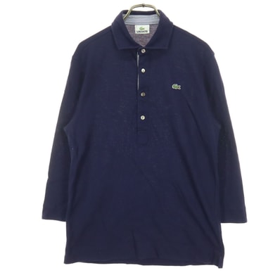 LACOSTE ラコステ 日本製 ワンポイントロゴ 長袖 ポロシャツ 4 ネイビー