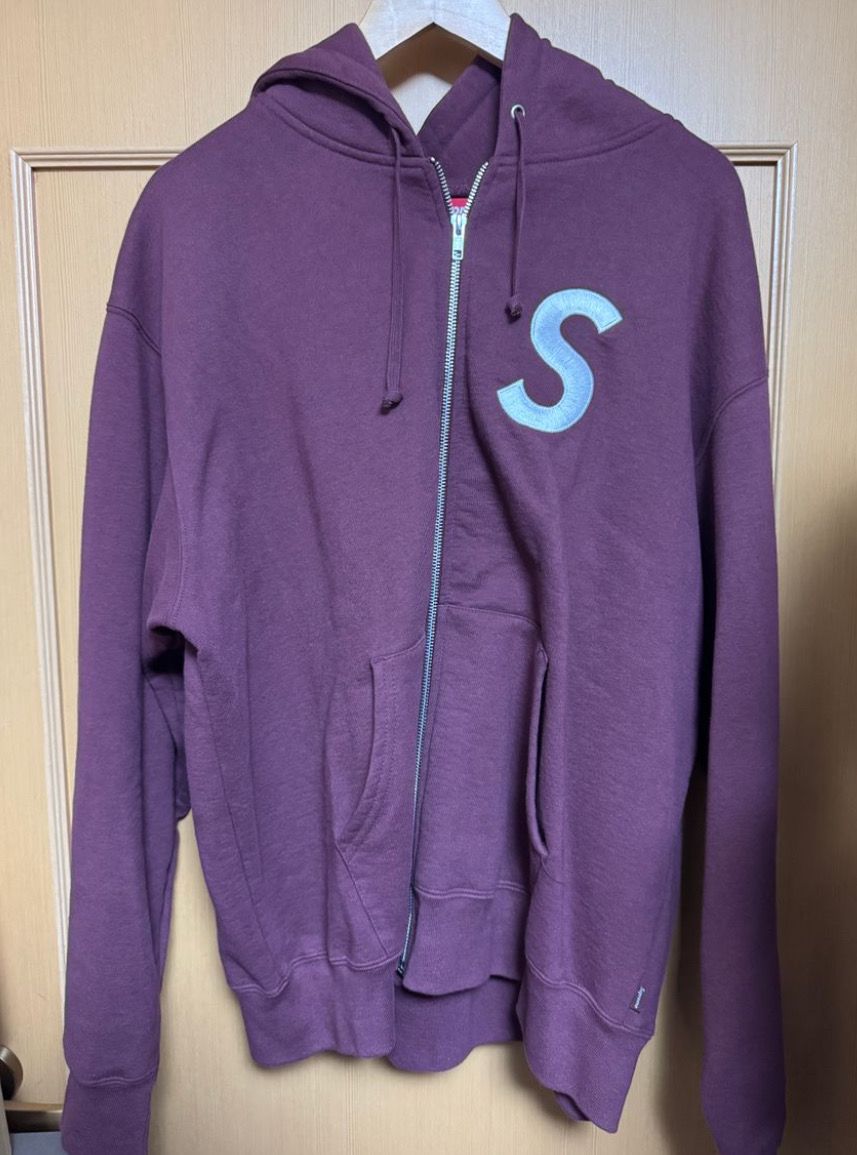 Supreme S Logo Zip Up Hooded Sweatshirt "Maroon"