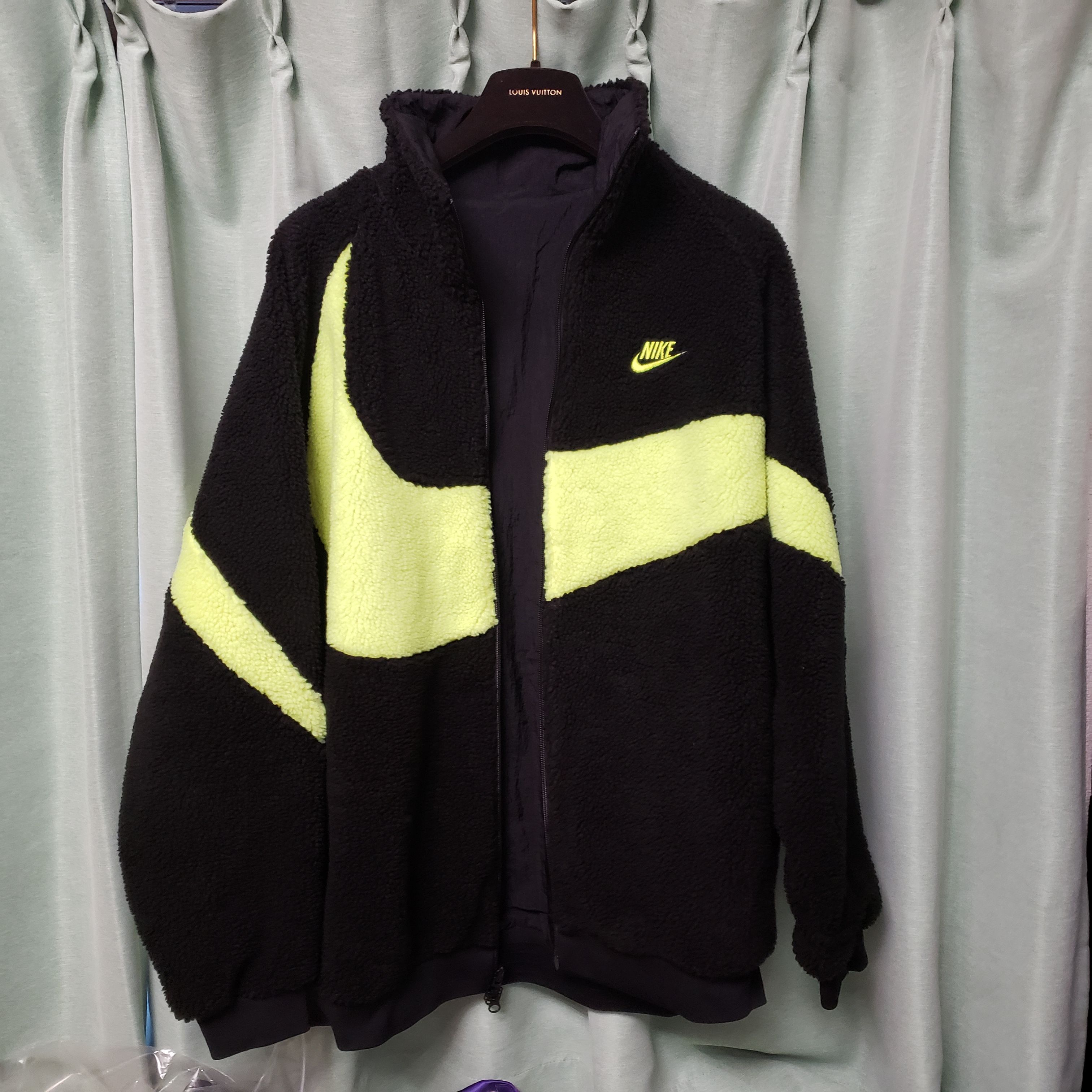 Nike Big Swoosh Reversible Boa Jacket"Black Neon"