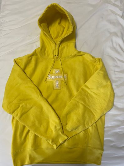 Supreme Cross Box Logo Hooded Sweatshirt "Yellow"