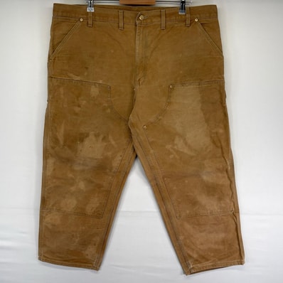 古着 カーハート Carhartt ダック パンツ ダブルニー ワーク ジッパーフライ ペインターパンツ 大きいサイズ ブラウン系 メンズ