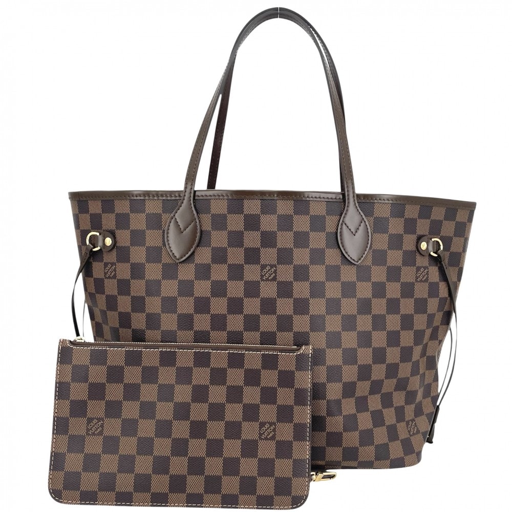 LOUIS VUITTON ルイヴィトン トートバッグ ネヴァーフルMM ハンドバッグ 肩掛け N40599 ダミエキャンバス    ブラウン 茶 ゴールド金具 レディース 美品【中古品】