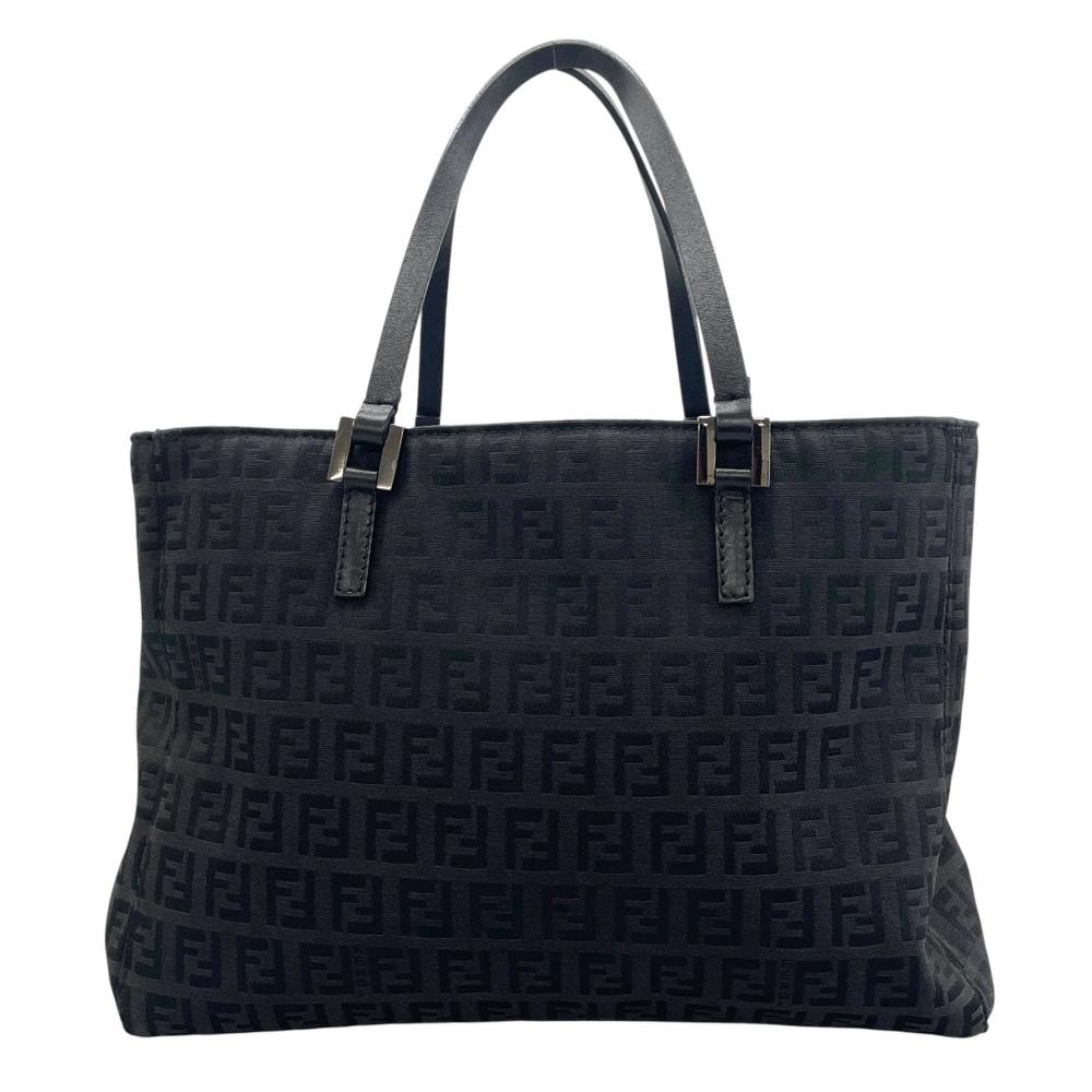 FENDI フェンディ ハンドバッグ ズッキーノキャンバス ミニトート FFロゴ 8BH018 キャンバス    レザー ブラック 黒 シルバー金具 レディース【中古品】