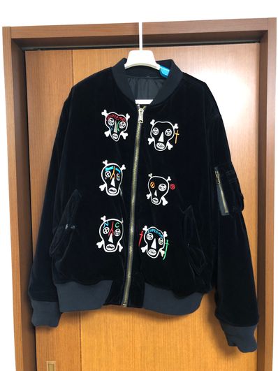 Supreme Clayton Patterson Skulls Embroidered Velvet MA-1 "Black"