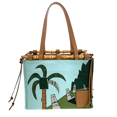 LOEWE ロエベ バンブークッション トートバッグ トートバッグ バンブー キャンバス マルチカラー レディース【中古】