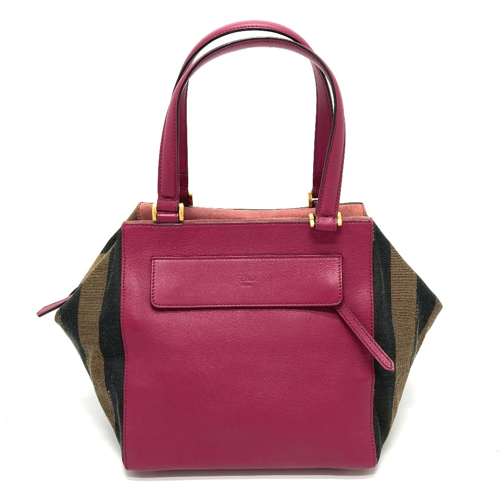フェンディ FENDI 8BN251 ペカン カバン ボストンバッグ ハンドバッグ レザー/キャンバス ブラウン×パープル系