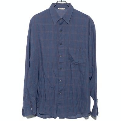 Auralee Super Light Check Big Shirt "Navy"