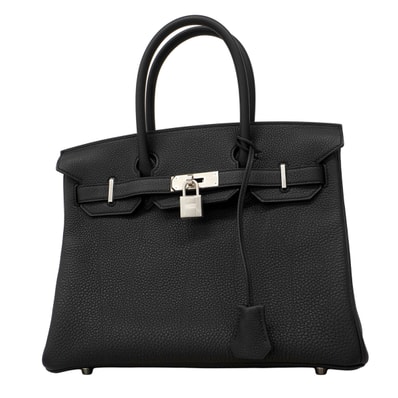 ★SALE【6fa1551-g】エルメス ハンドバッグ バーキン30 トゴ ブラック シルバー金具 K刻印【中古】レディース