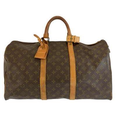 LOUIS VUITTON ルイヴィトン モノグラム キーポル50 ブラウン ゴールド金具 PVC レザー/ ボストンバッグ ハンドバッグ 601904 【中古】