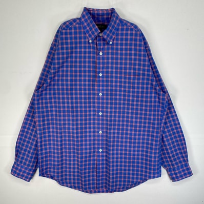 古着 ブルックスブラザーズ Brooks Brothers 長袖シャツ チェック 胸ポケット ボタンダウン M ブルー系 マルチカラー メンズ
