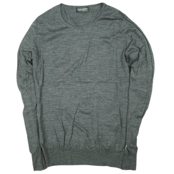 JOHN SMEDLEY 브리티시 엑스트라 파인 메리노 울 하이 게이지 크루넥 니트 M 차콜 그레이 스웨터 풀오버 탑 g27005
