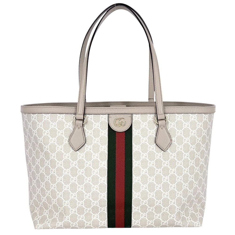 GUCCI グッチ ハンドバッグ オフィディア GGラージ トートバッグ 肩掛け シェリーライン 631685 GGスプリームキャンバス  レザー   ベージュ ゴールド金具 レディース 美品【中古品】