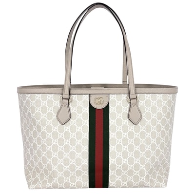 GUCCI グッチ ハンドバッグ オフィディア GGラージ トートバッグ 肩掛け シェリーライン 631685 GGスプリームキャンバス レザー ベージュ ゴールド金具 レディース 美品【中古品】