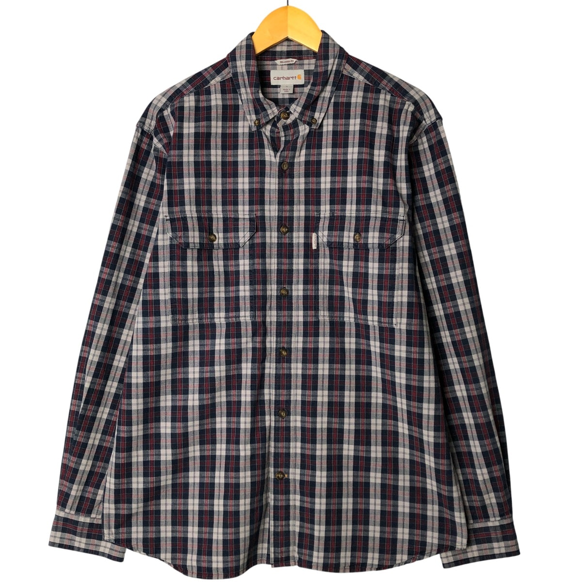 古着 カーハート Carhartt RELAXED FIT チェック柄 長袖 ボタンダウン ワークシャツ メンズL相当/eaa584590