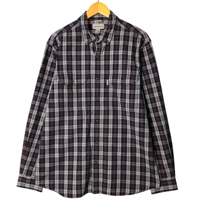 古着 カーハート Carhartt RELAXED FIT チェック柄 長袖 ボタンダウン ワークシャツ メンズL相当/eaa584590