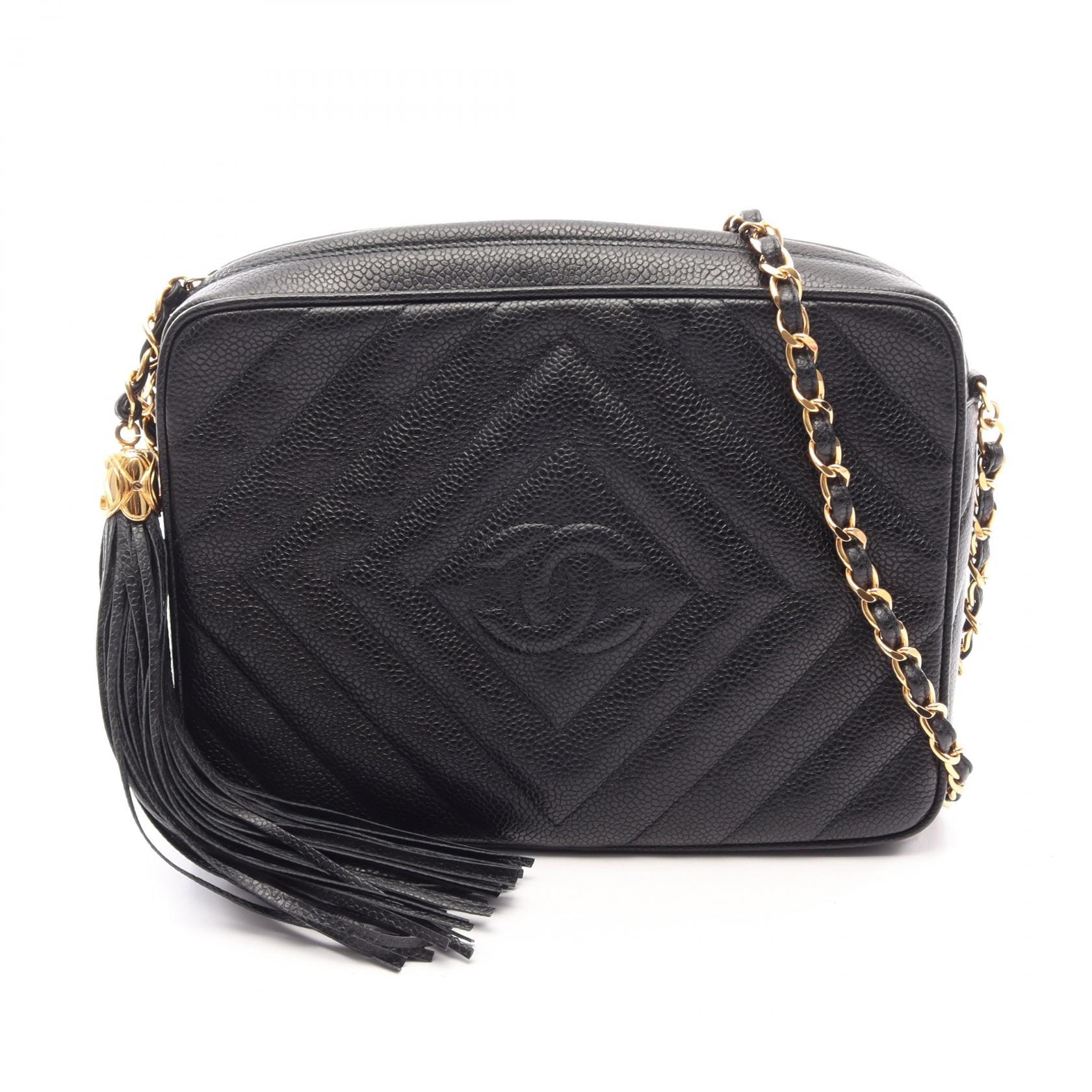 シャネル CHANEL ダイヤステッチ ココマーク ショルダーバッグ バッグ キャビアスキン(グレインドカーフ) レディース ブラック系 【中古】