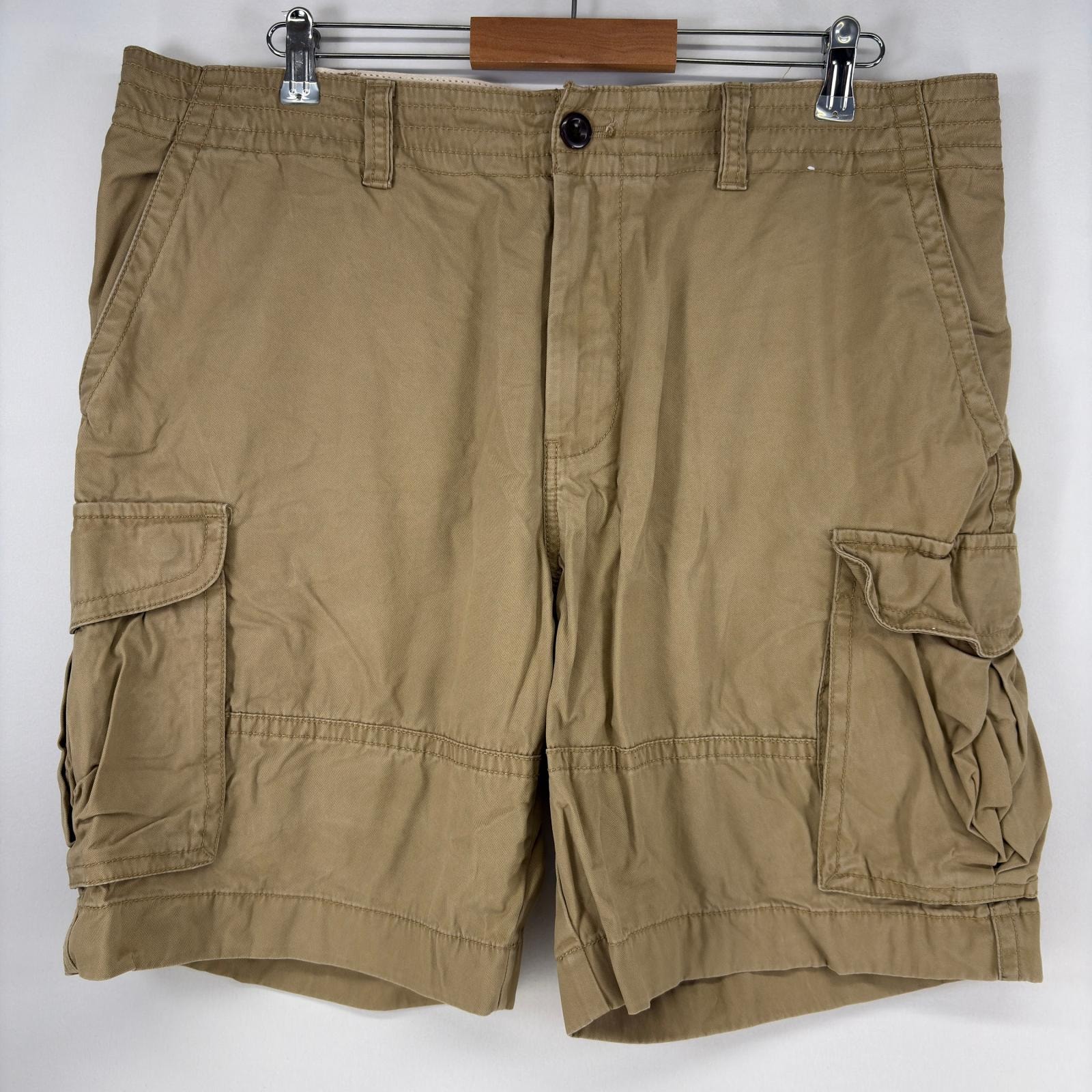 古着 トミーヒルフィガー TOMMY HILFIGER ショートパンツ カーゴ ハーフ チノパン ワンポイントロゴ ジップフライ w38  ベージュ メンズ