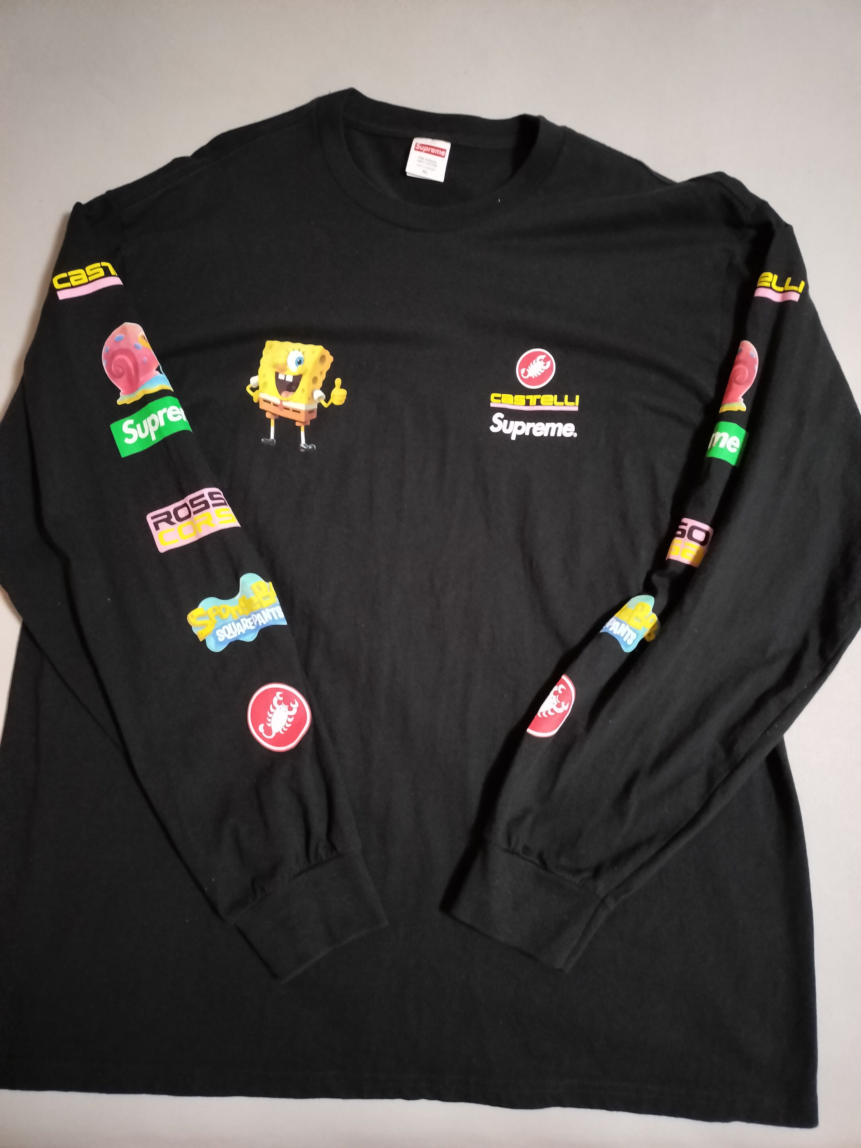 シュプリーム x スポンジボブ カステリ レーシング エルエス Tシャツ "ブラック"