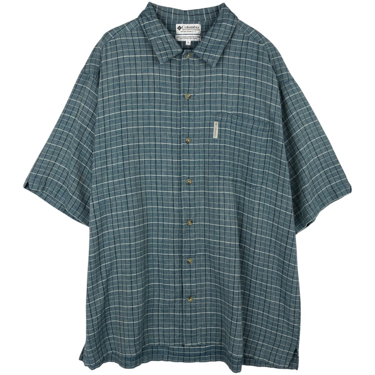 古着 90~00年代 コロンビア Columbia 半袖 コットン チェックシャツ ボックスシャツ メンズXL相当/eaa632796
