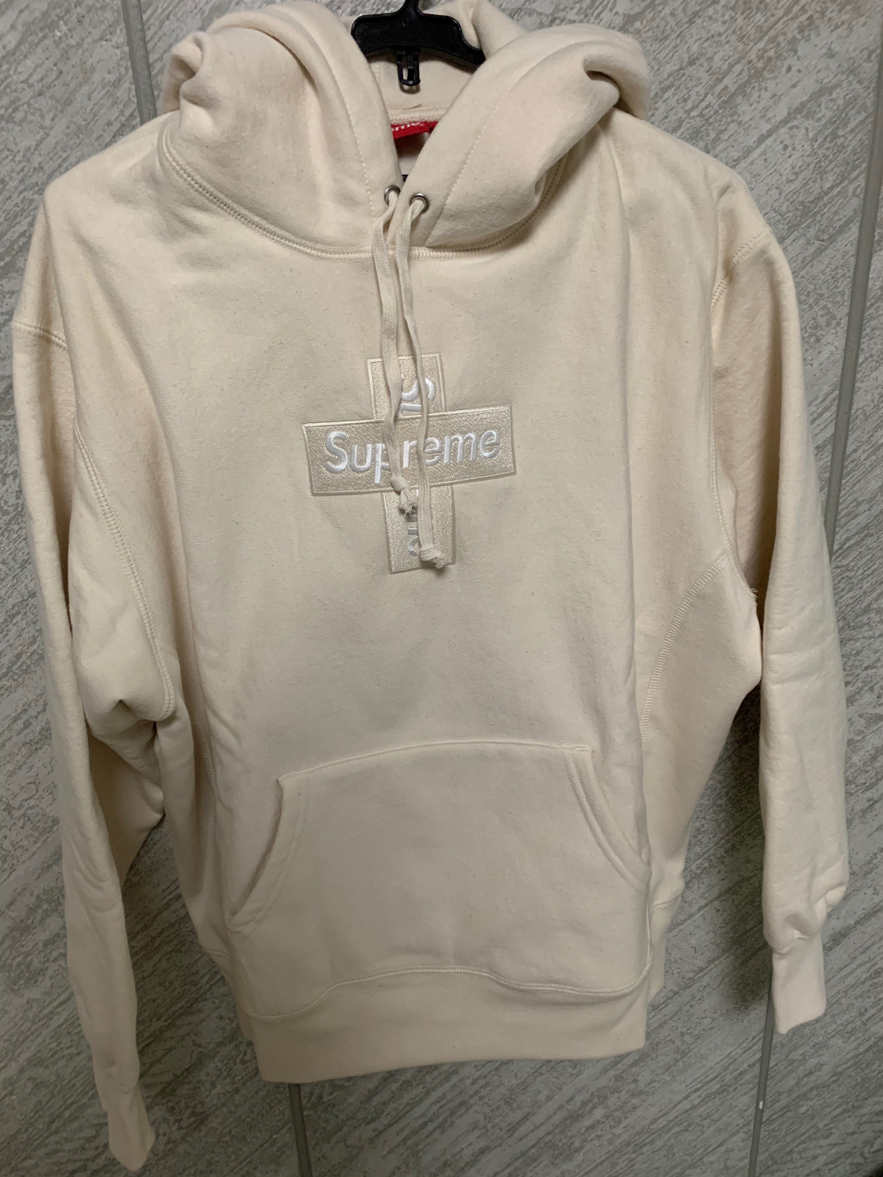 Supreme Cross Box Logo Hooded Sweatshirt "Natural"
