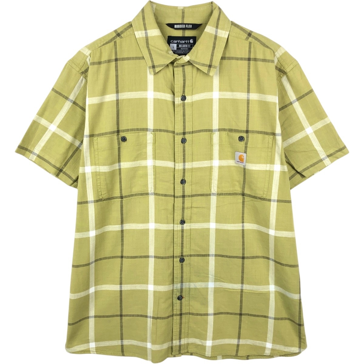 古着 カーハート Carhartt Rugged Flex RELAXED FIT チェック柄 半袖 ワークシャツ メンズL相当/eaa668082