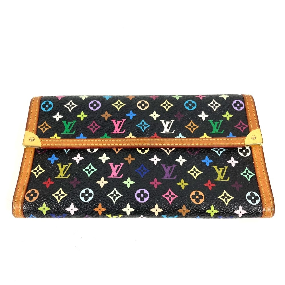 ルイヴィトン LOUIS VUITTON ポルトトレゾールインターナショナル M92658 モノグラムマルチカラー ロングウォレット 3つ折り 長財布 モノグラムマルチカラーキャンバス ノワール ブラック