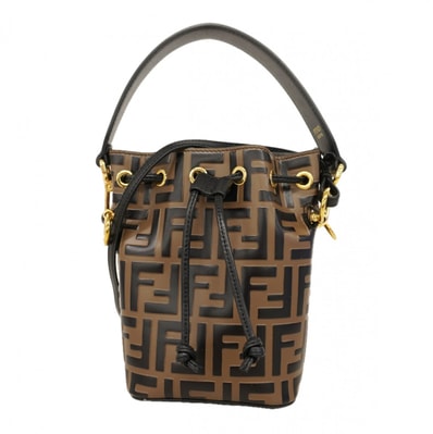 【6dc3860】フェンディ ハンドバッグ ズッカ モントレゾール レザー ブラック ブラウン ゴールド金具 2wayバッグ【中古】レディース