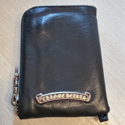 Chrome Hearts Tiny Zip Wallet Leather Cross Patch "Black"