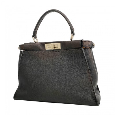 【6eb0899】フェンディ ハンドバッグ セレリア ピーカブー レザー ブラック シルバー金具【中古】レディース