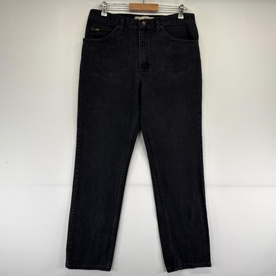 古着 リー Lee デニム パンツ Gパン デニムパンツ 大きいサイズ ブラックデニム ストレート 5ポケット W36×L32 ブラック系 メンズ