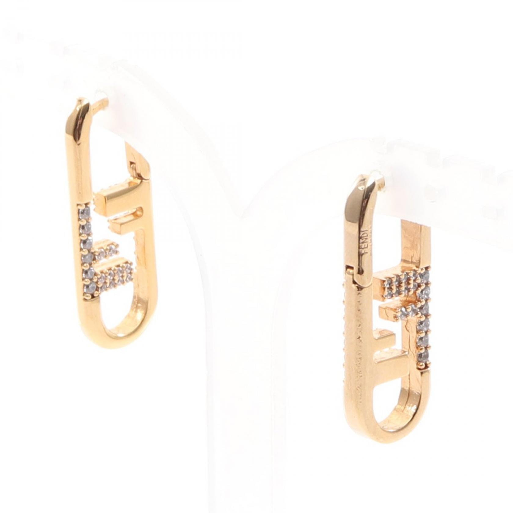 フェンディ FENDI オーロック FFロゴ ピアス ジュエリー GP(ゴールドメッキ) ラインストーン レディース ゴールド系 / クリア系 【中古】