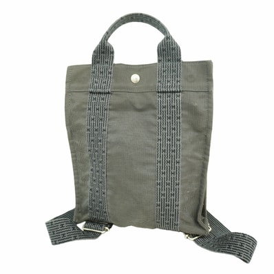 【6he5155】エルメス リュック・デイパック エールラインアドPM ナイロン グレー シルバー金具【中古】メンズ レディース ユニセックス
