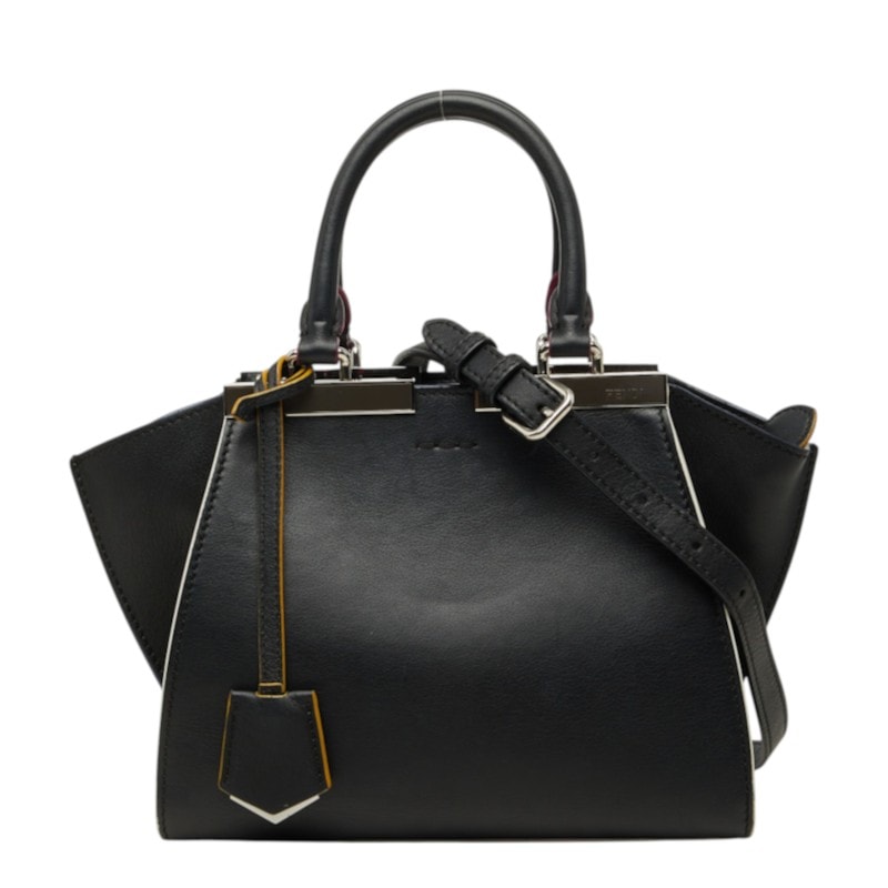フェンディ プチ トロワジュール ハンドバッグ 2WAY ショルダーバッグ 8BH333-5C3 ブラック レザー レディース FENDI 【中古】