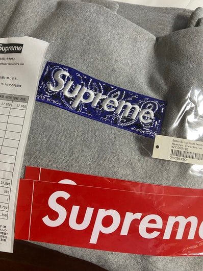 Supreme Bandana Box Logo Hooded Sweatshirt "Grey"