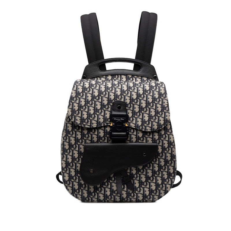 ディオール オブリーク サドル ギャロップ リュック バックパック ベージュ ブラック キャンバス レザー レディース Dior 中古