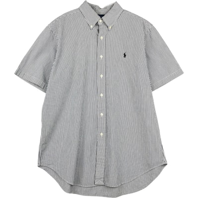 古着 ラルフローレン Ralph Lauren CLASSIC FIT クラシックフィット シアサッカー 半袖 ボタンダウン ストライプシャツ メンズL相当/eaa655879