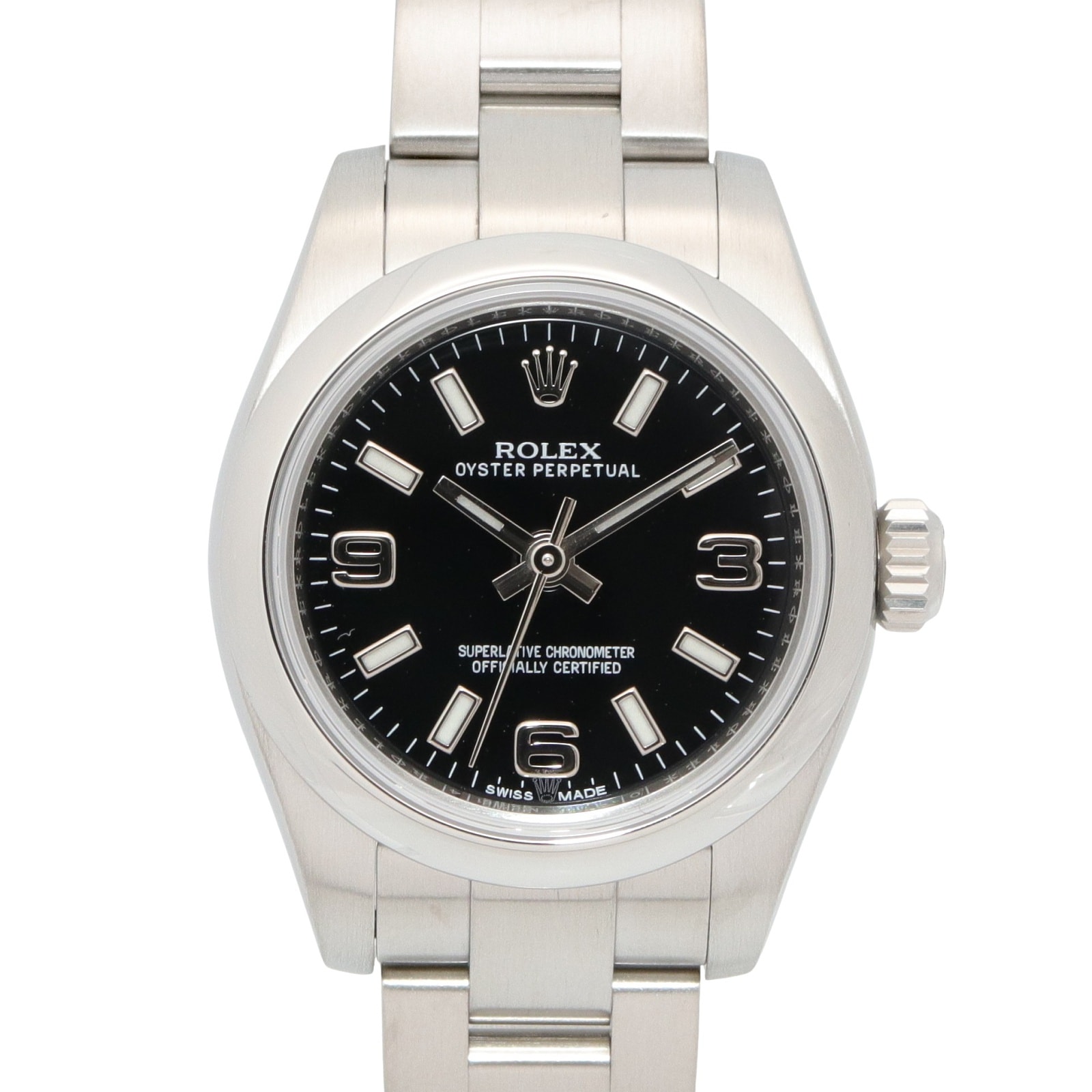 ロレックス ROLEX オイスター パーペチュアル ランダム番 腕時計 時計 ステンレススチール レディース ブラック系 369ダイヤル 176200 【中古】