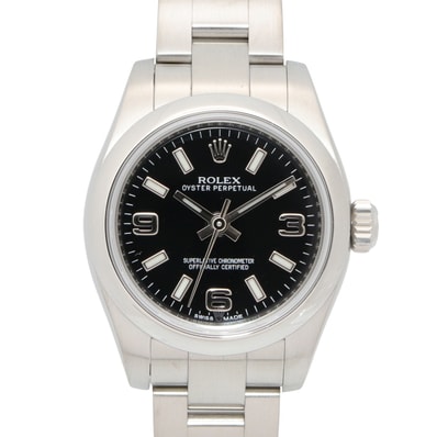 ロレックス ROLEX オイスター パーペチュアル ランダム番 腕時計 時計 ステンレススチール レディース ブラック系 369ダイヤル 176200 【中古】