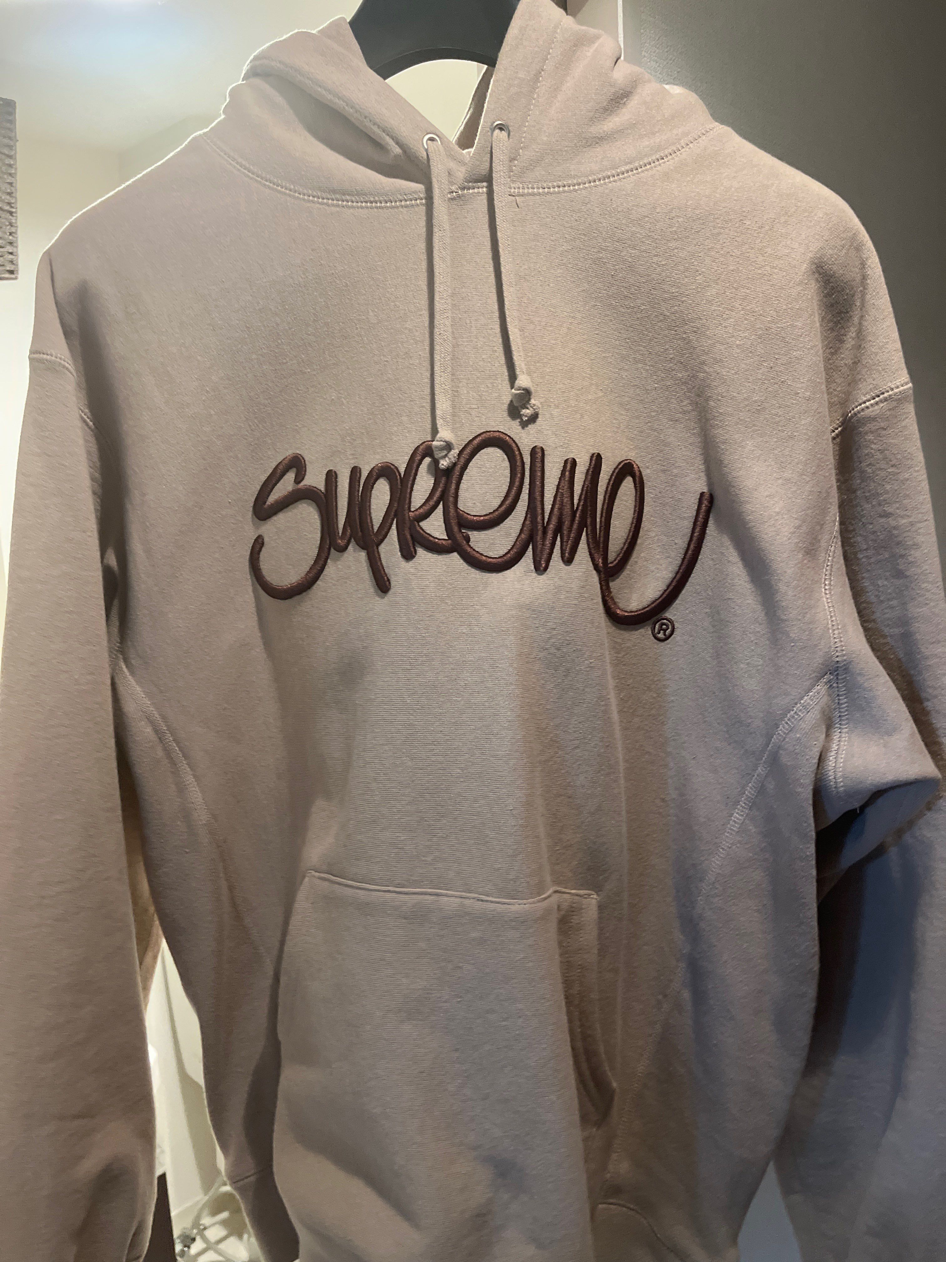 Supreme Raised Handstyle Hooded Sweatshirt "Dark Taupe"